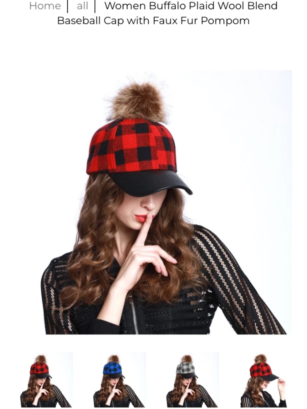 Angela and William Buffalo Plaid Baseball Cap with Pom - NWOT